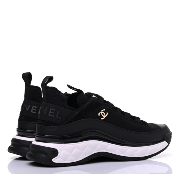BNIB NWT AUTHENTIC CHANEL SUEDE VELVET Calfskin CC TRAINERS SNEAKERS Size 41 1/2 - Picture 3 of 17